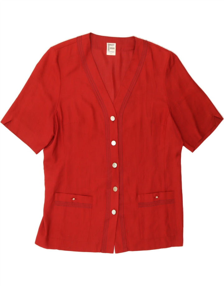 VINTAGE Womens Short Sleeve Shirt Blouse EU 46 XL Red Polyester Vintage Vintage and Second-Hand Vintage from Messina Hembry 