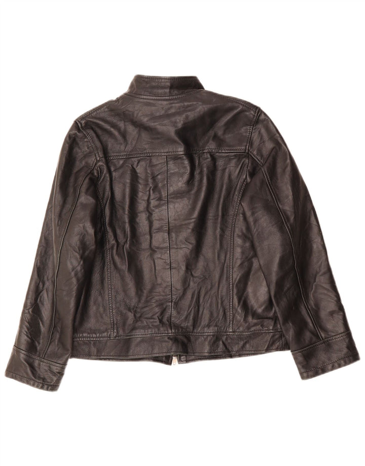 Jachetă de piele VINTAGE pentru femei, cu tăiere largi, UK 6 XS, piele neagră