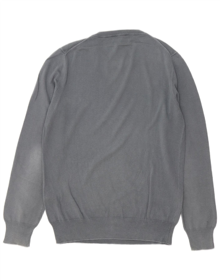 FRED PERRY Pulover pentru bărbați cu gât roșu, bumbac, gri mediu