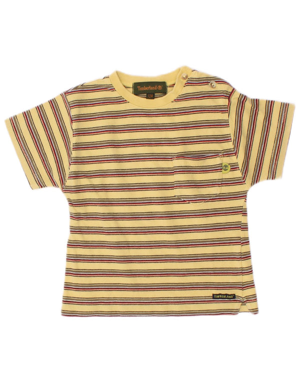 Tricou Timberland pentru bebelusi baieti Top 9-12 luni din bumbac cu dungi galbene