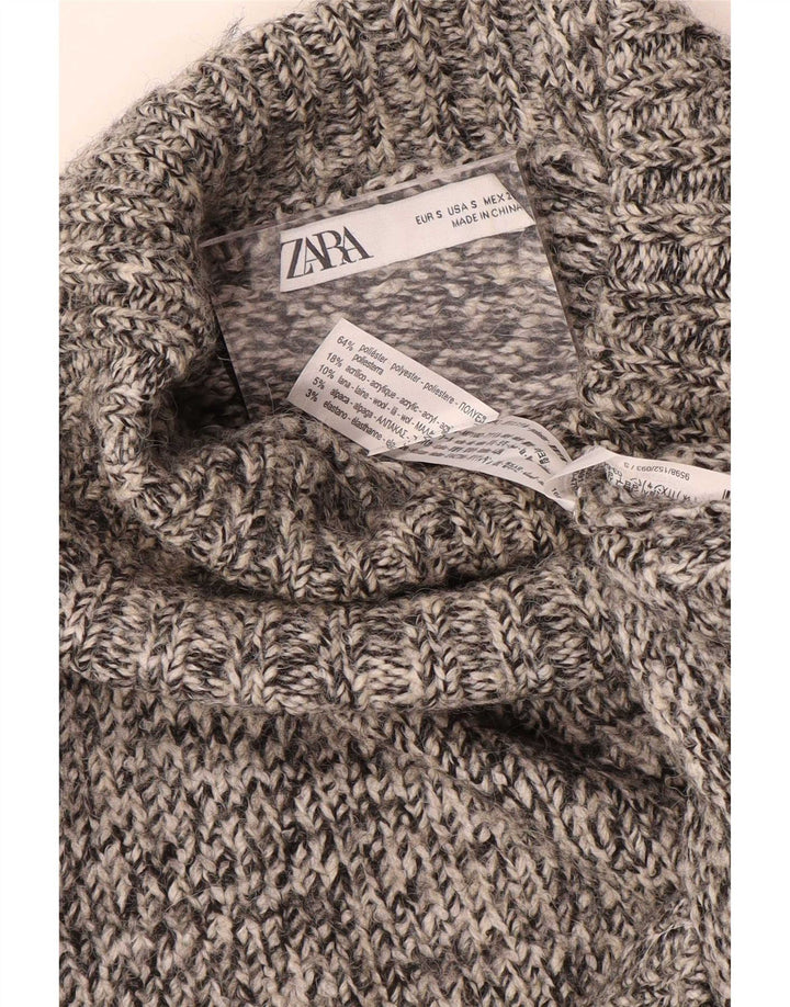 Pulover pentru femei supradimensionat cu gât rulat Zara UK 10 mic, gri, pete