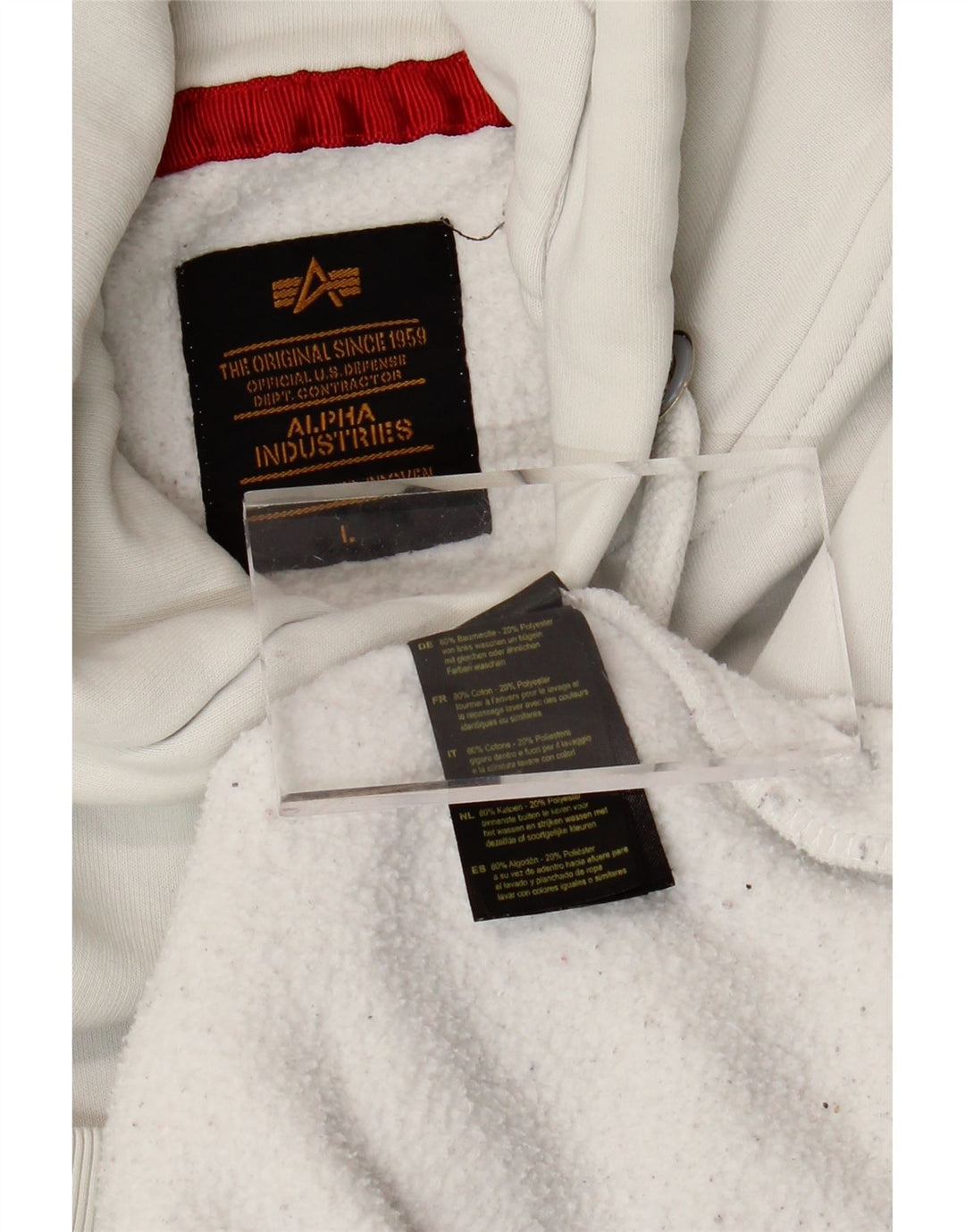 ALPHA INDUSTRIES Pulover grafic pentru bărbați din bumbac mare, alb