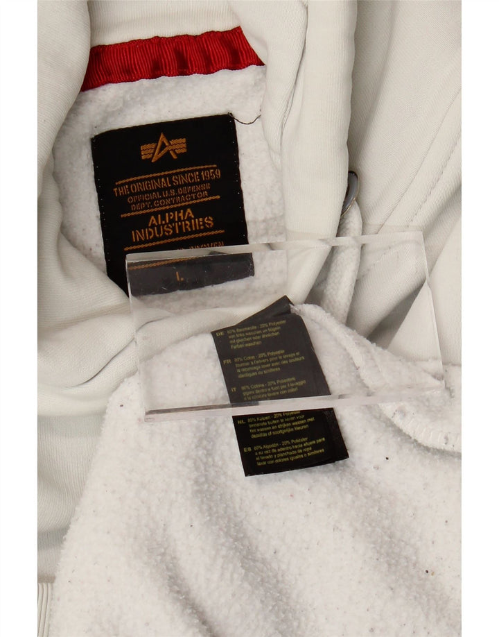 ALPHA INDUSTRIES Pulover grafic pentru bărbați din bumbac mare, alb