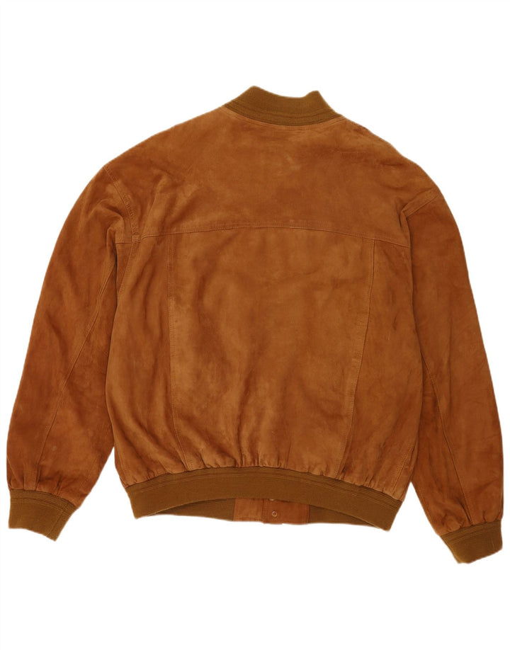 Bomber vintage pentru bărbați din piele intoarsa IT 60 5XL din piele maro