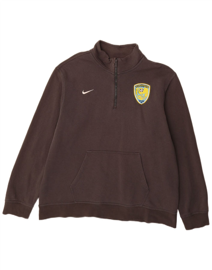 Hanorac pentru bărbați Nike, cu fermoar, cu gât, XL, bumbac gri