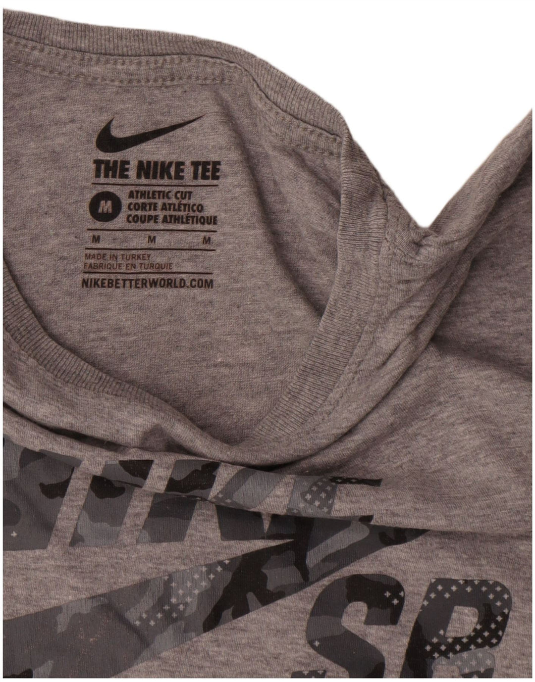 Tricou grafic Nike pentru bărbați, cu croială atletică, top, bumbac, gri mediu