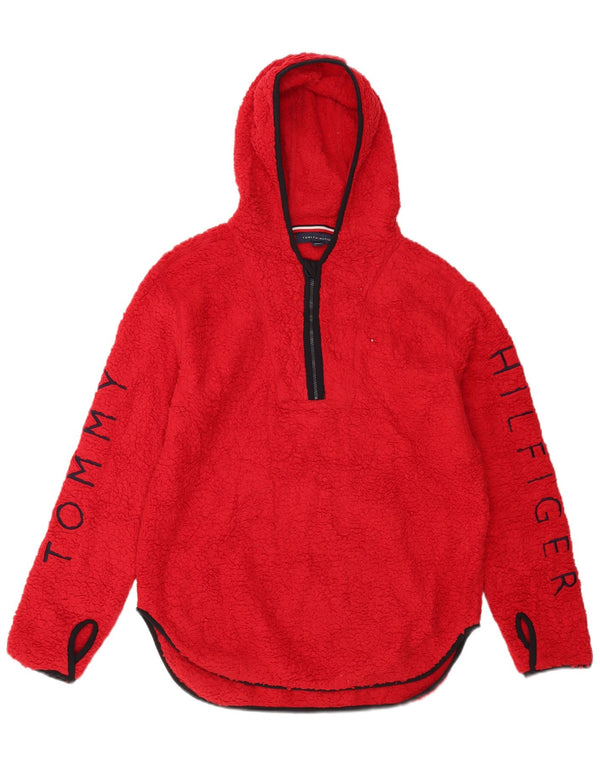 Pulover supradimensionat pentru femei Tommy Hilfiger, cu glugă, cu glugă, UK 6 XS, roșu