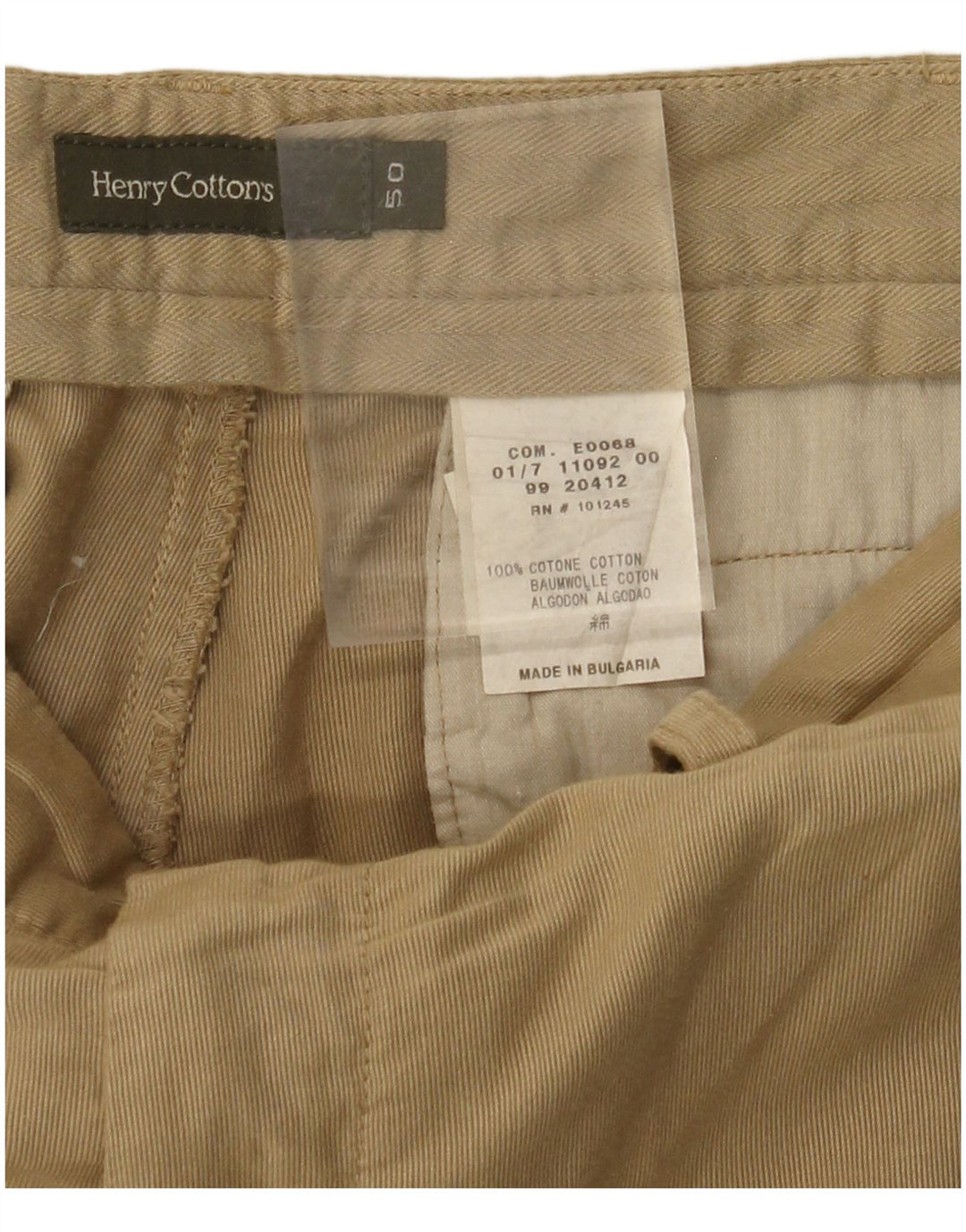 HENRY COTTONS Pantaloni chino drepți pentru bărbați IT 50 Large W32 L29 Bej