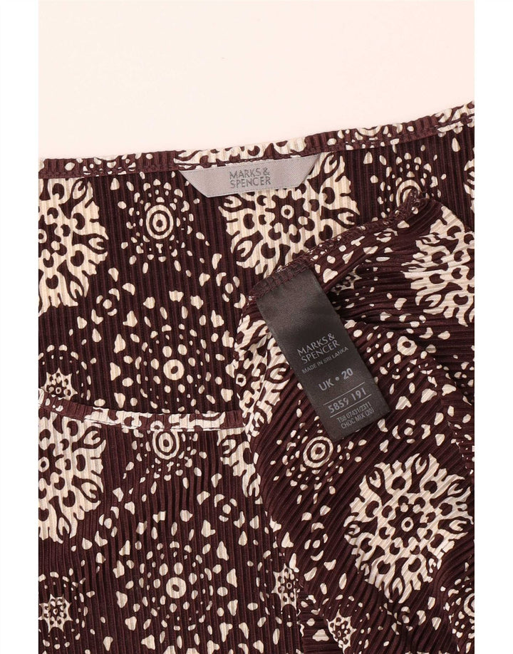 Marks & Spencer pentru femei cu model abstract mâneci 3/4 UK 20 2XL maro