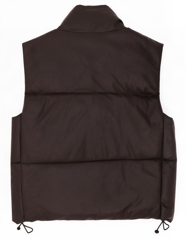 Gilet căptușit supradimensionat din piele artificială pentru femei Zara UK 10 Poliester negru mic