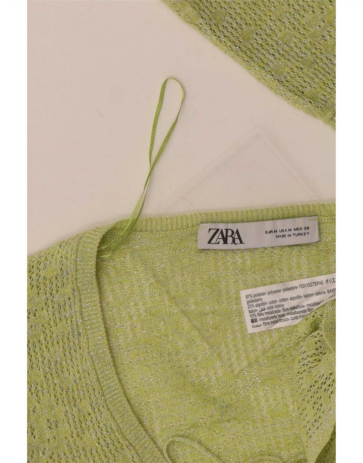 Top cardigan pentru femei Zara UK 12 Poliester verde mediu