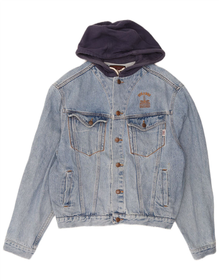 Jachetă de blugi cu glugă pentru bărbați DURANGO UK 40 mare, albastru, bumbac color bloc