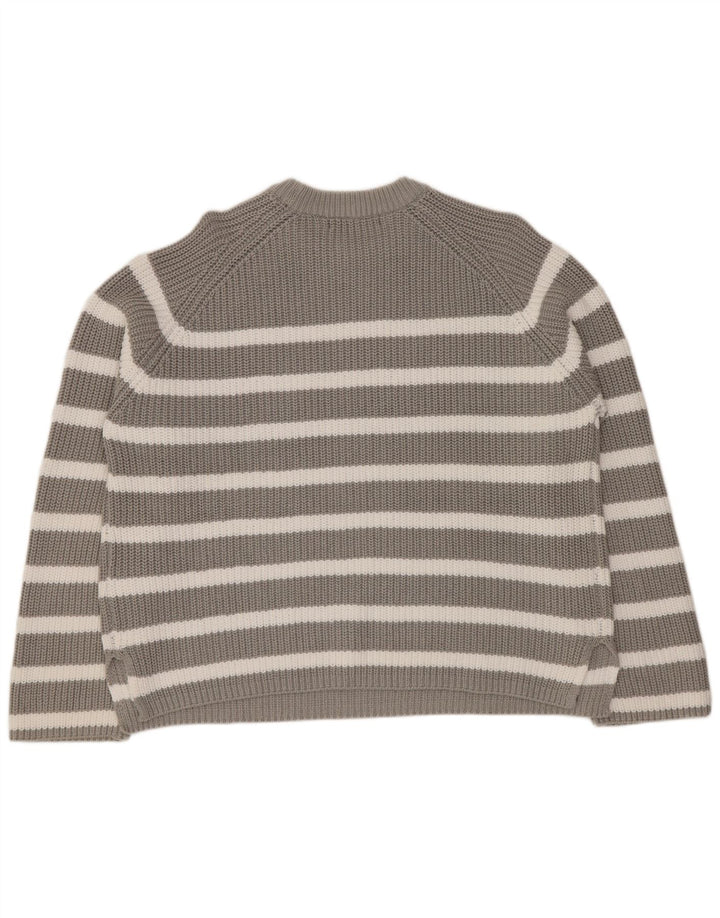 MARKS & SPENCER Pulover pentru femei cu decolteu rotund UK 16 mare, gri cu dungi