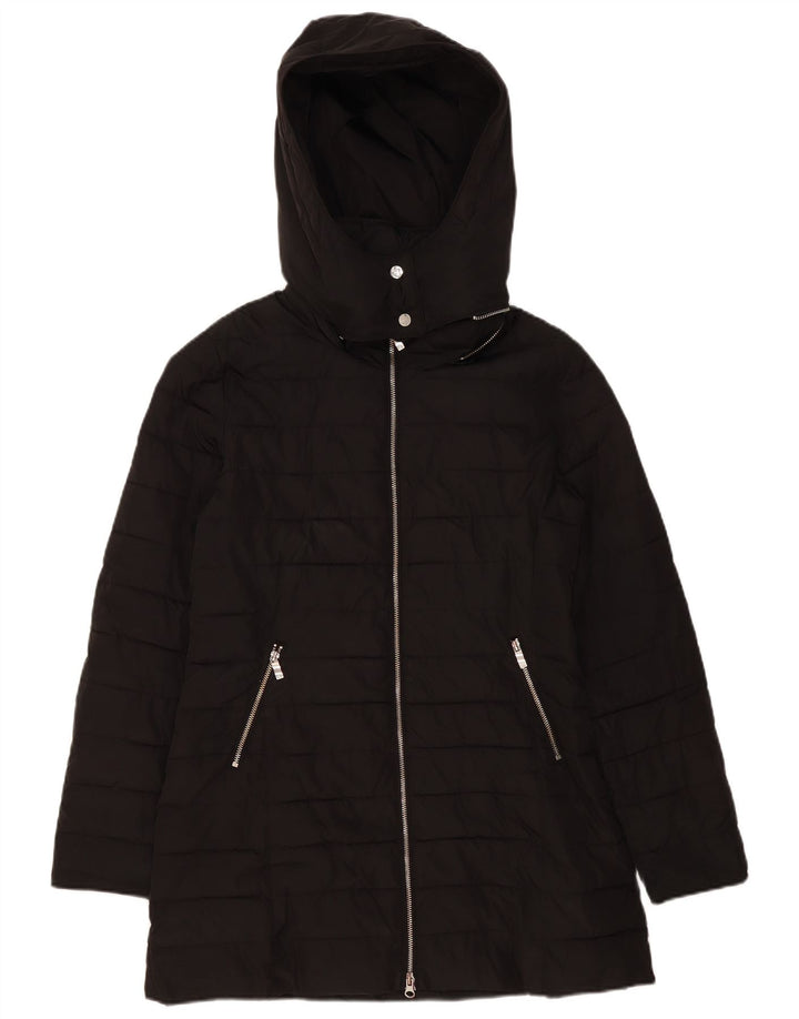 Jachetă căptușită cu glugă pentru femei Armani Jeans US 8 Medium Black Poliester