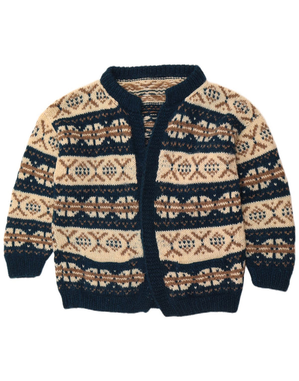 Pulover cardigan vintage pentru femei UK 18 XL bleumarin Fair Isle