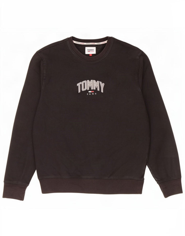Hanorac grafic pentru bărbați Tommy Hilfiger Pulover mediu din bumbac negru