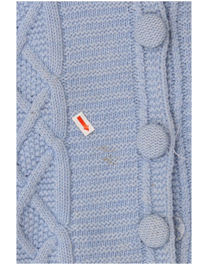 LUISA SPAGNOLI Womens Crop Cardigan Sweater UK 14 Medium Blue Wool