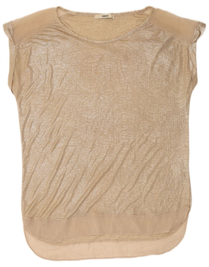 Bluză supradimensionată cu paragate OASIS pentru femei, UK 10, poliester auriu mic