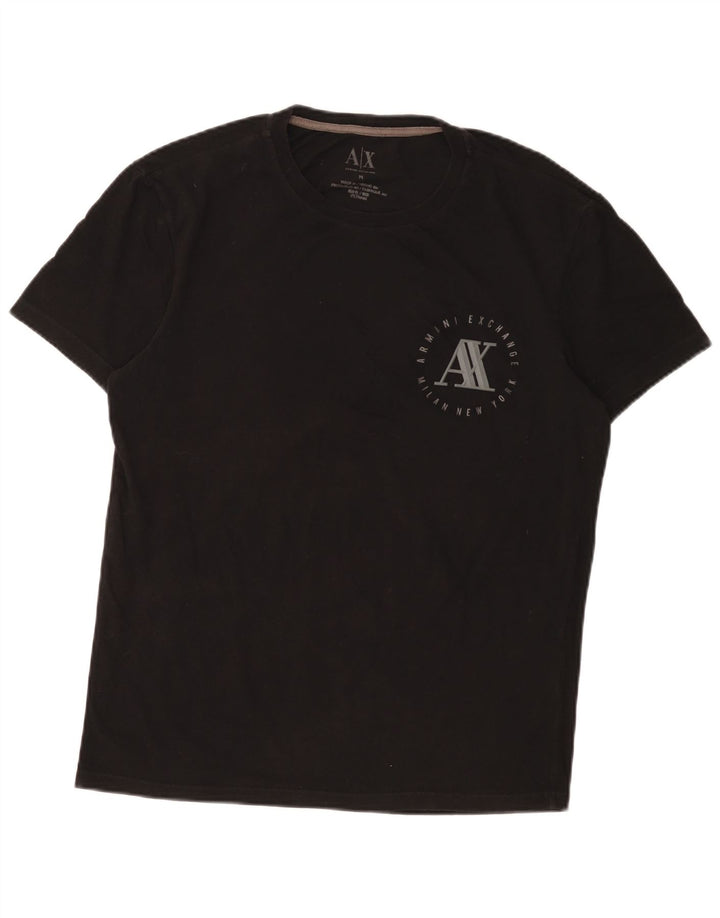 Tricou grafic Armani Exchange pentru bărbați Top mediu din bumbac negru