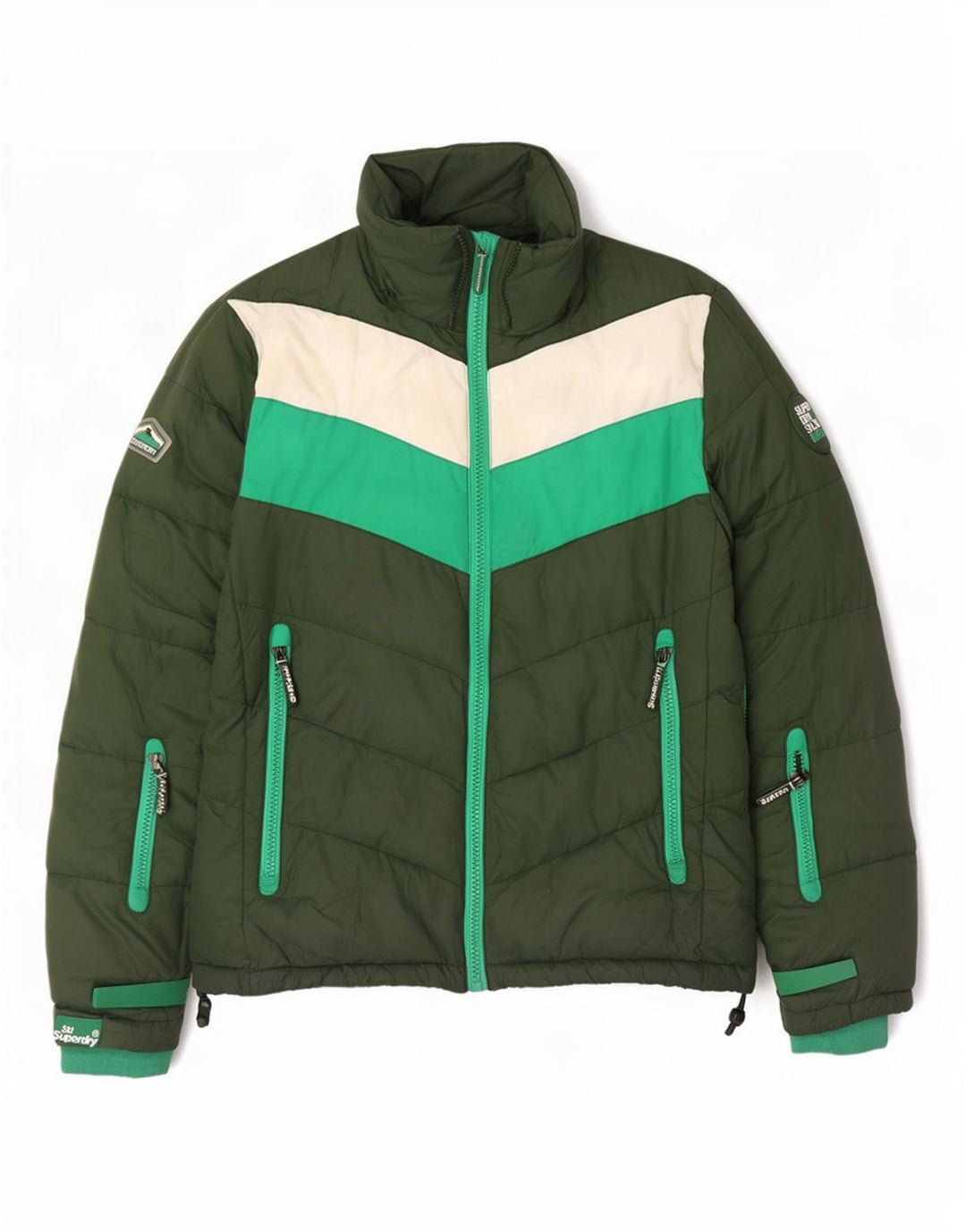 Jachetă căptușită pentru bărbați Superdry UK 40, verde mare, poliester color bloc