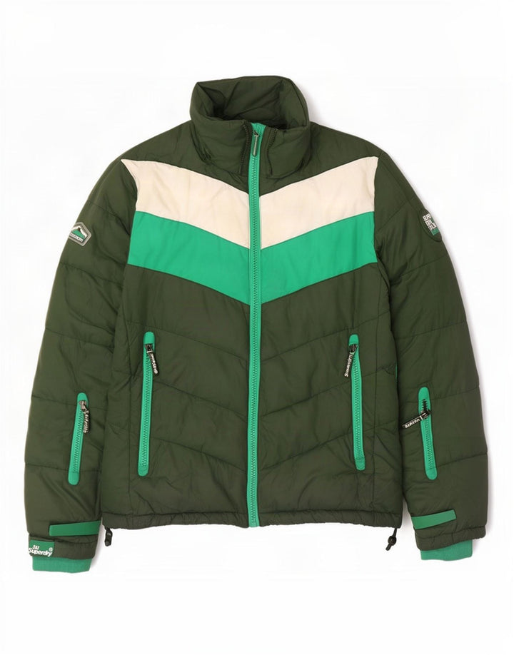 Jachetă căptușită pentru bărbați Superdry UK 40, verde mare, poliester color bloc