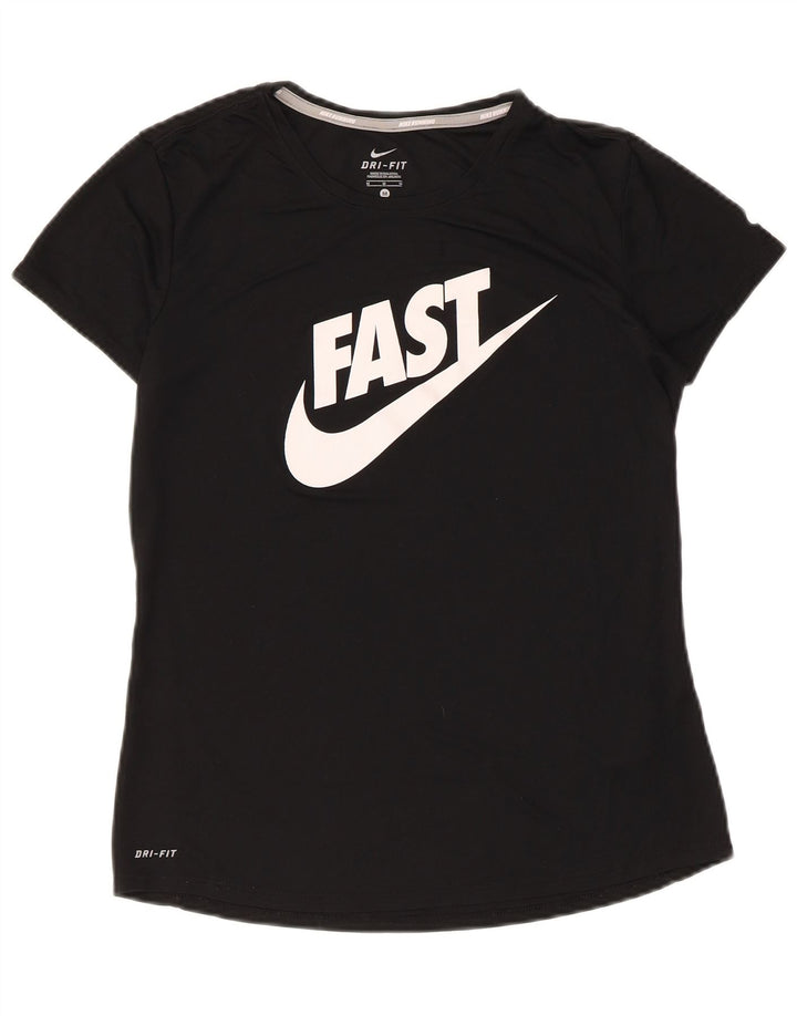 Tricou grafic Nike Dri Fit pentru femei Top UK 12 Poliester mediu negru