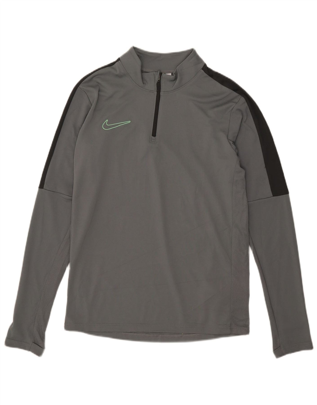 Top de trening pentru bărbați Dri Fit, cu fermoar și gât, color block, gri mic