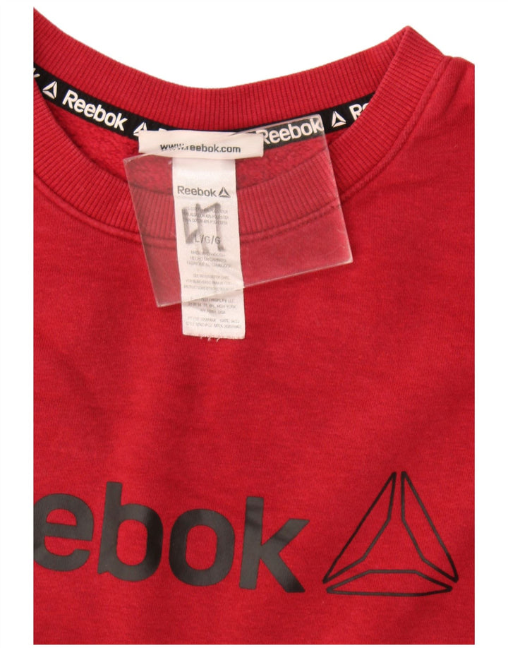 Hanorac grafic pentru bărbați Reebok Pulover mare din bumbac burgundy