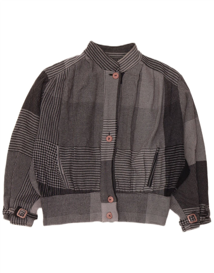 Jachetă bomber supradimensionată pentru femei, vintage, UK 18 XL, gri Houndstooth
