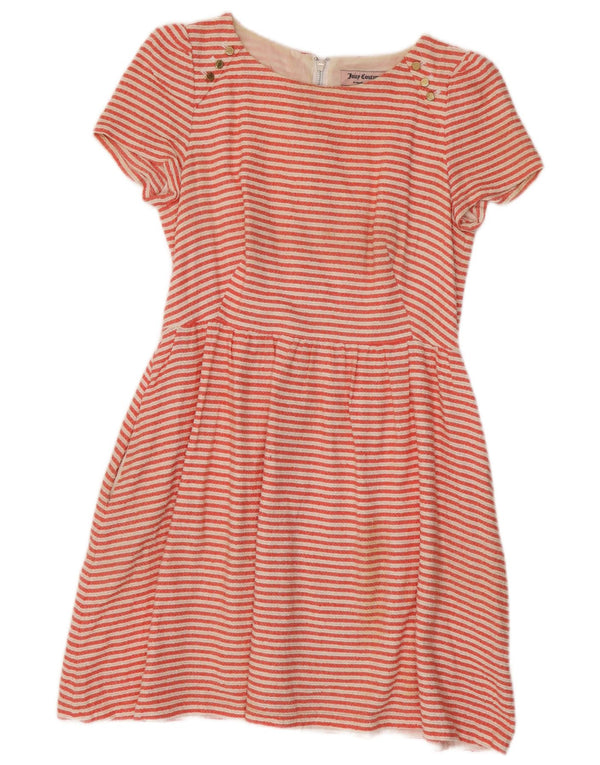 Juicy Couture Rochie A-Line pentru femei UK 10 Bumbac cu dungi roșii mici
