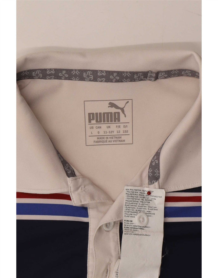 Tricou polo Puma pentru băieți 11-12 ani, alb, poliester color bloc