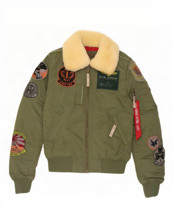 Jachetă bomber grafică pentru femei Alpha Industries UK 6 XS Nylon verde