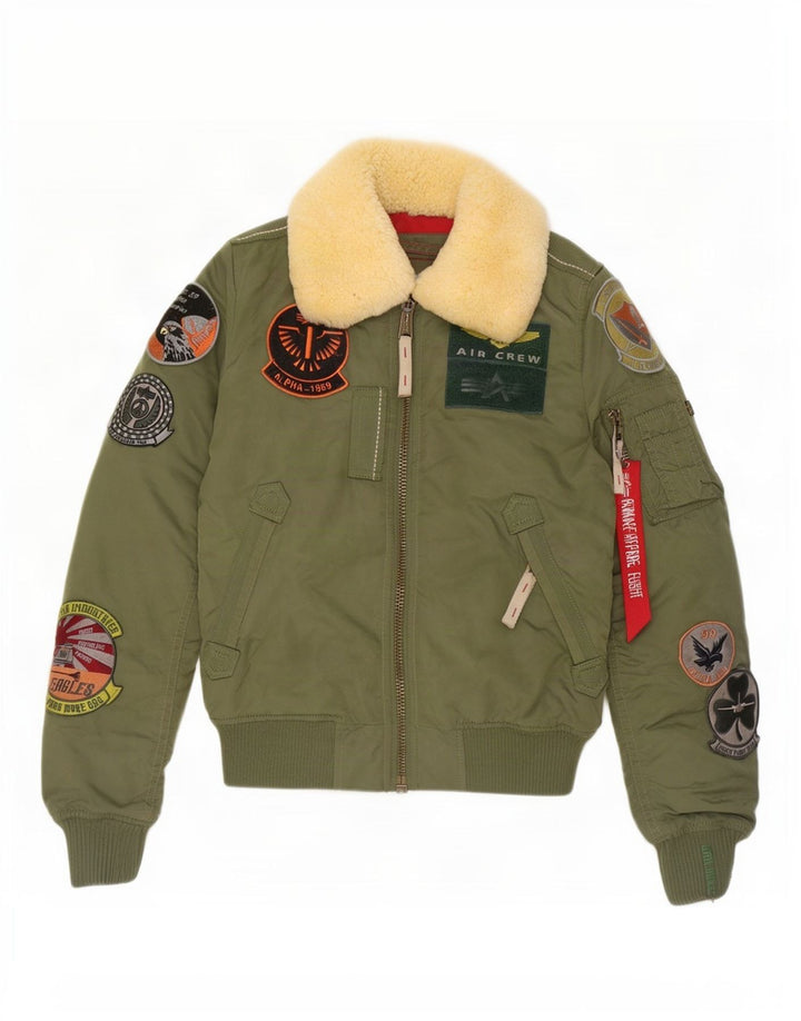 Jachetă bomber grafică pentru femei Alpha Industries UK 6 XS Nylon verde