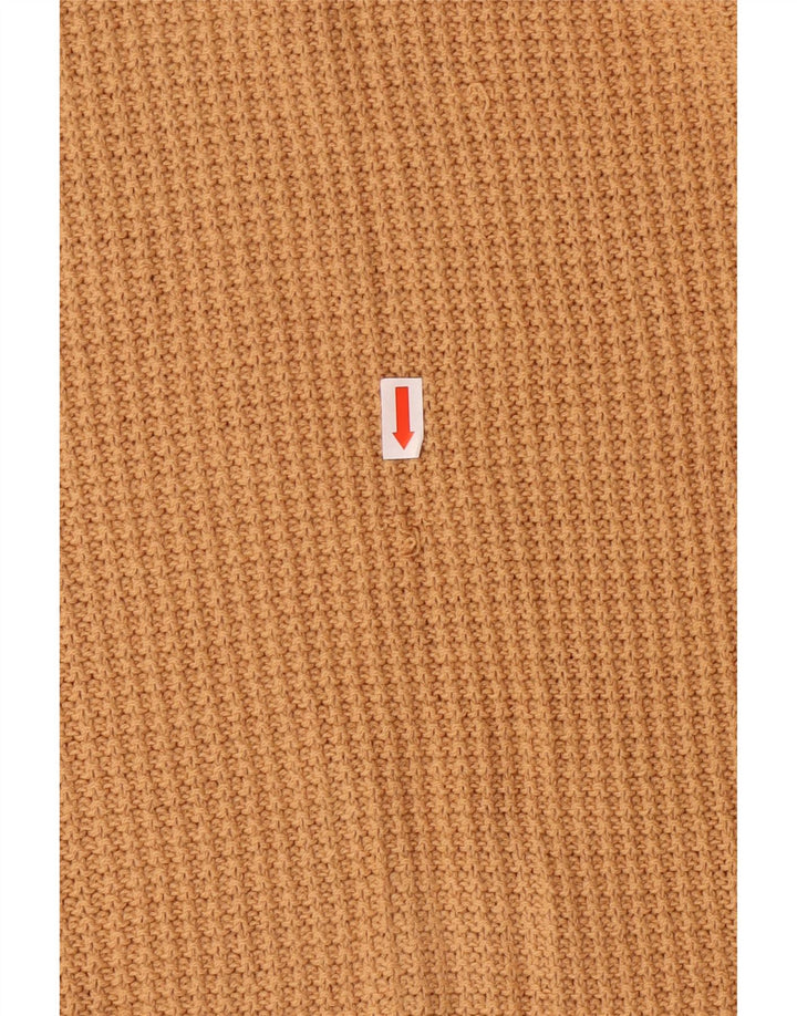 VINTAGE Pulover cu decolteu în V pentru femei UK 10 Small Brown Geometric