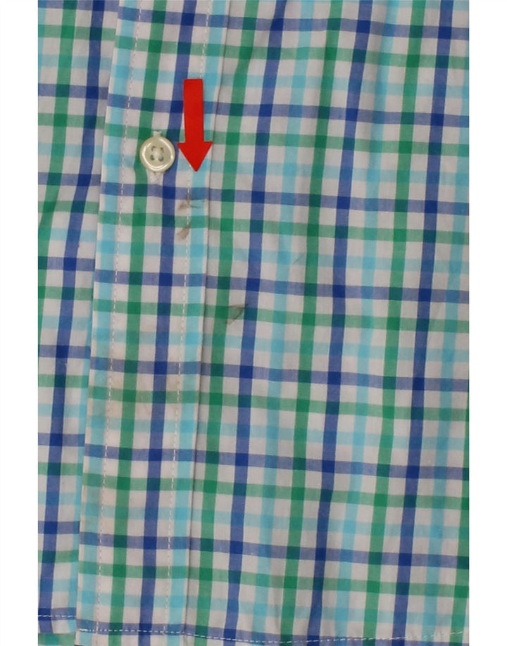 CHAPS Mens Short Sleeve Shirt Large Blue Check Cotton Vintage Chaps and Second-Hand Chaps from Messina Hembry 