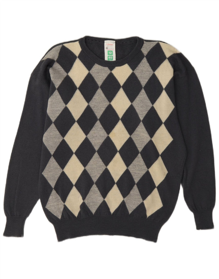Pulover St Michael pentru femei cu gâtul cu barca UK 12 Gri mediu Argyle/Diamond