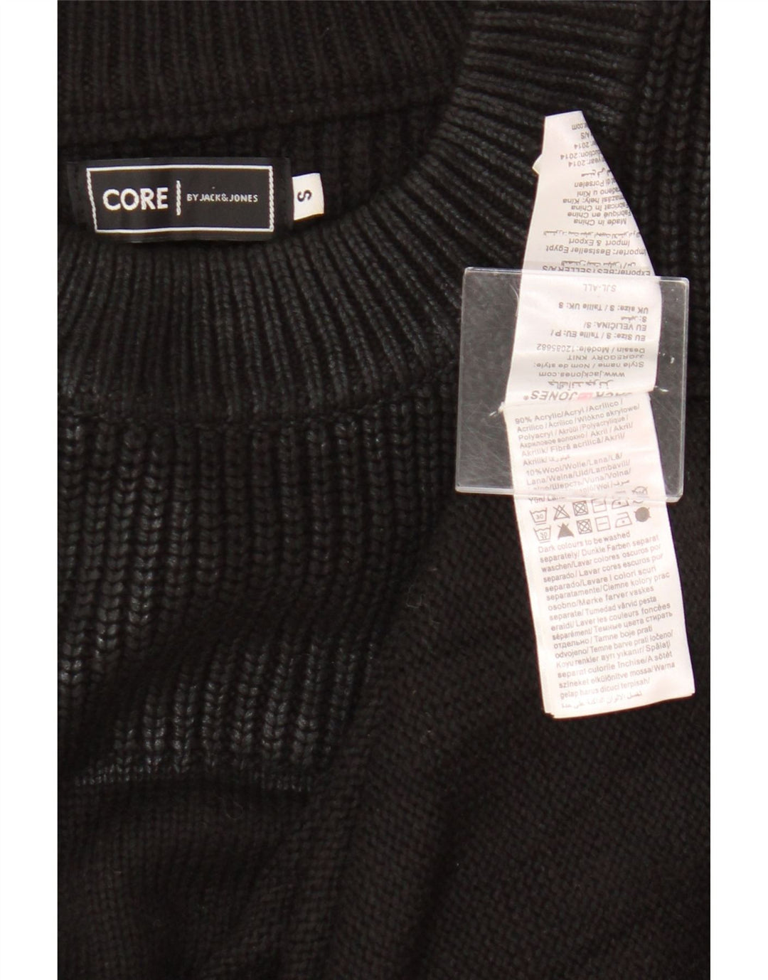Pulover Jack & Jones pentru bărbați cu decolteu rotund, mic, negru, acrilic