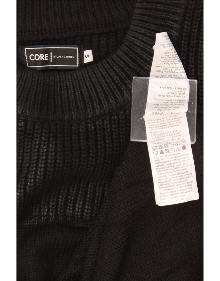 Pulover Jack & Jones pentru bărbați cu decolteu rotund, mic, negru, acrilic