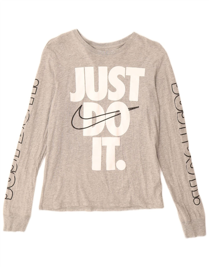 Top cu mânecă lungă cu mânecă lungă, cu tăietură atletică, pentru femei, Nike, 10, gri mic, pete