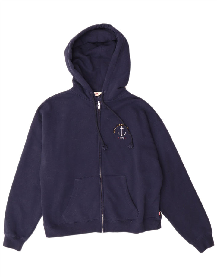 Levi'S Pulover supradimensionat cu capota cu fermoar grafic pentru femei UK 10 Mic bleumarin