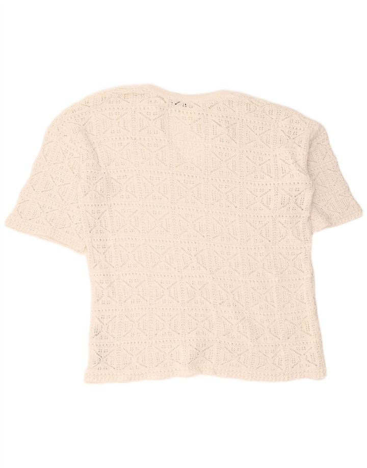 Bluză oversize din croșetat pentru femei Zara UK 10 Bumbac alb mic