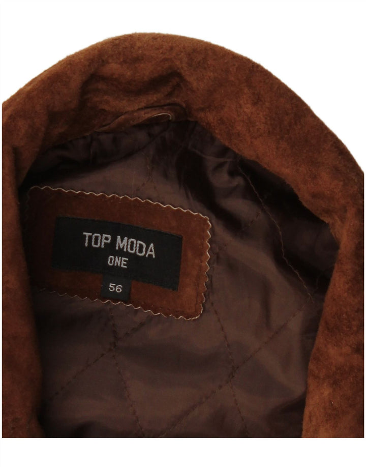 Jachetă vintage pentru bărbați din piele intoarsa IT 56 3XL din piele maro