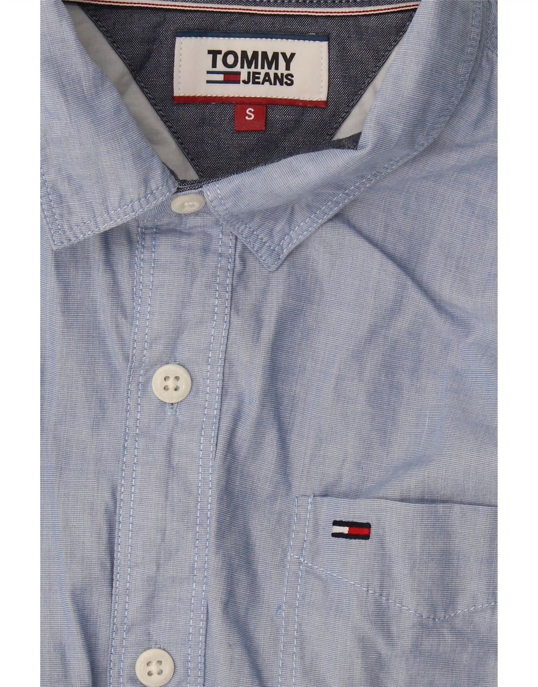 TOMMY HILFIGER Mens Shirt Small Blue Cotton Vintage Tommy Hilfiger and Second-Hand Tommy Hilfiger from Messina Hembry 