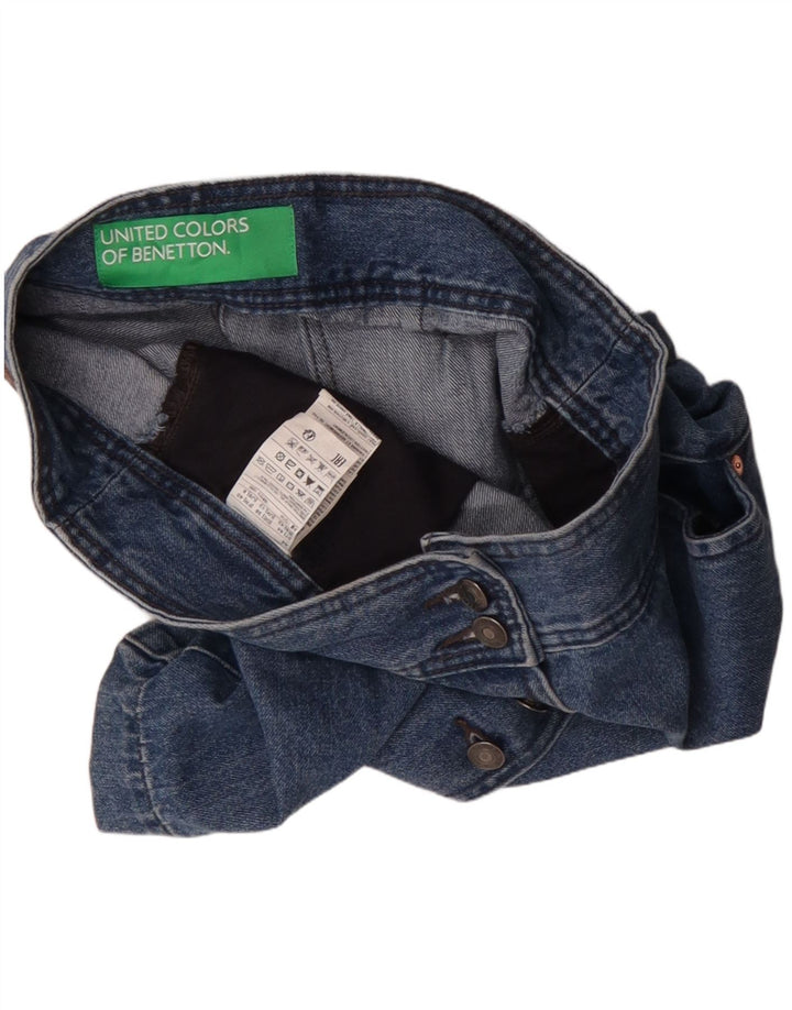 Fusta mini denim pentru femei Benetton UK 12 Medium W30 Bumbac albastru