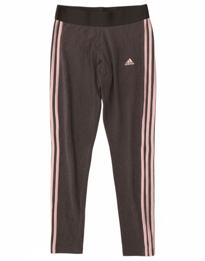 Leggings pentru femei Adidas UK 12, bumbac gri mediu