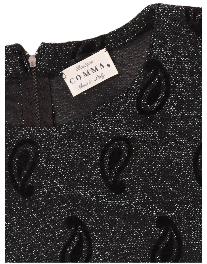 Comma, Bluză Crop Top pentru femei UK 16 Large Black Paisley