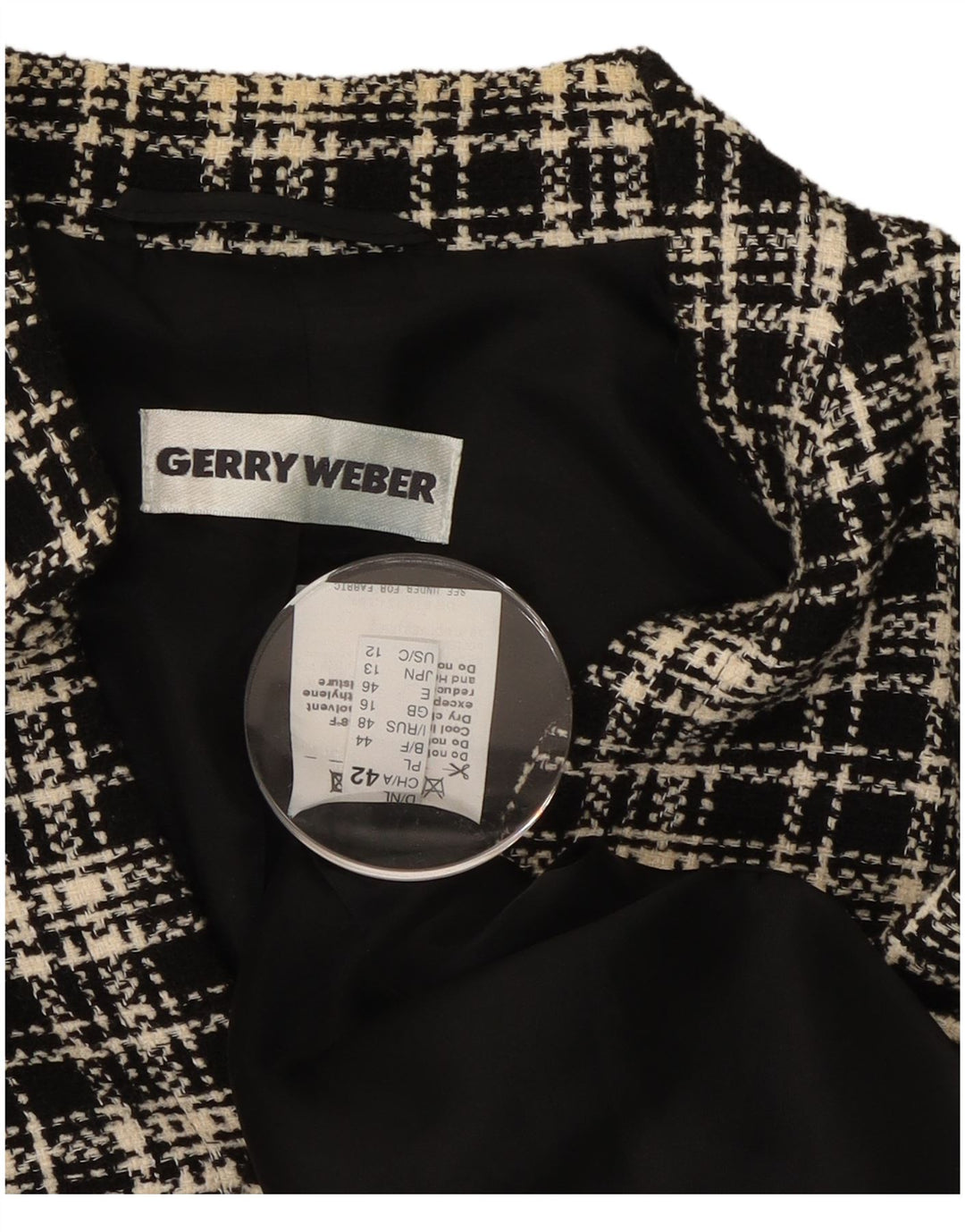 Gerry Weber Blazer Jacket pentru femei UK 16, mare, poliester cu carouri negru