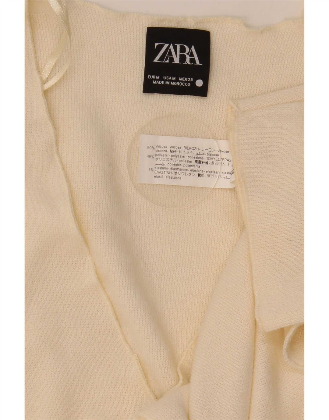 Top cardigan pentru femei Zara UK 14, viscoză, albă, medie