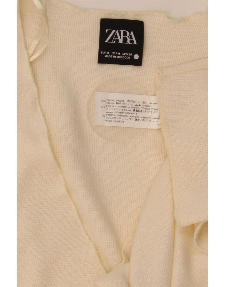 Top cardigan pentru femei Zara UK 14, viscoză, albă, medie