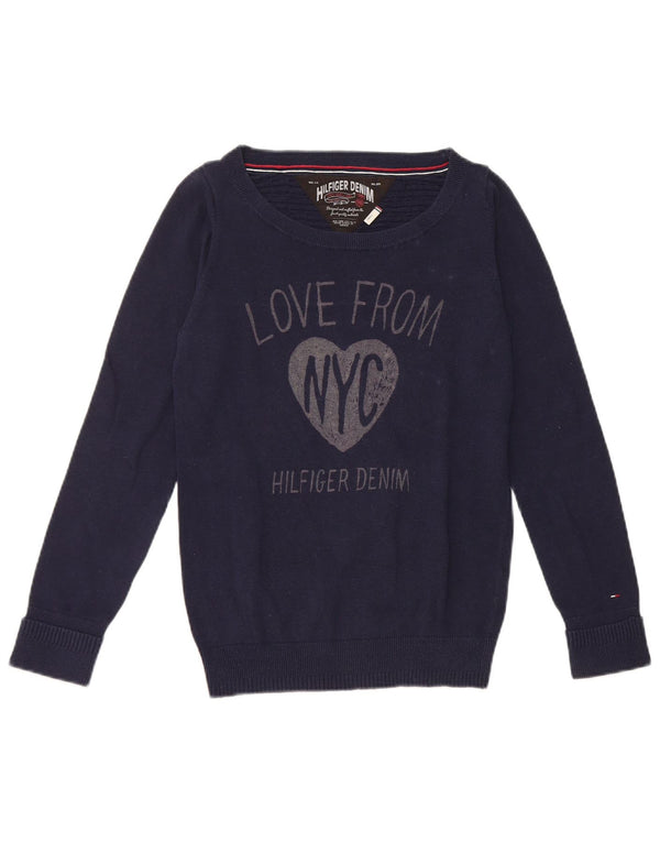 Pulover Tommy Hilfiger pentru damă, cu gât de barcă, UK 10 Mic, bleumarin